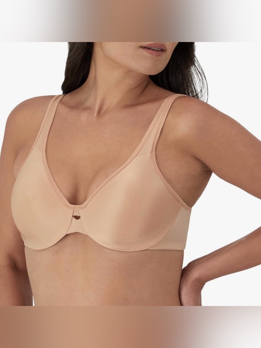 Bali Bra Plunge Into Comfort Keyhole Minimizer Non Padded Beige Size 38D